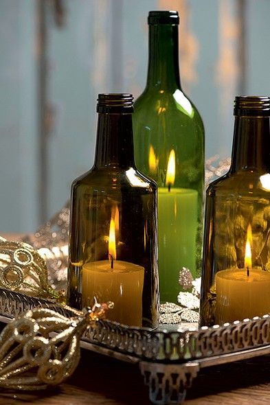 Garrafa na decoração de mesa